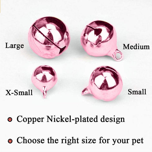 IVIA PET 4 Sets Cat Bell for Dog Collar Charm, 2 Pack Stainless Steel Dog Tag Clips, 2 Small Pink