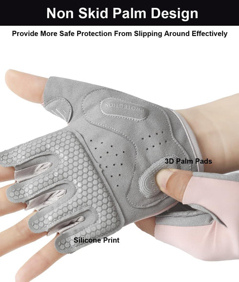 SUJAYU Workout Gloves for Women & Men, Anti-Slip Fingerless Gloves for Weightlifting, Mens Workout Gloves Gym Gloves