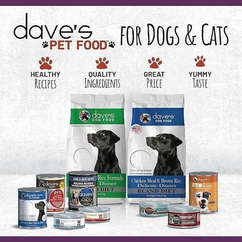 5.5 oz (24 Pack) Dave's Pet Food Grain Free Wet Cat Food (Chicken & Tuna Saucey Pate), Naturally Healthy Canned, Added