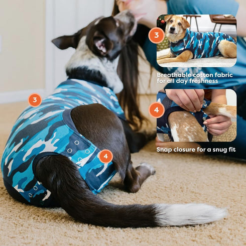 Suitical Recovery Suit for Dogs | Spay and Neutering Surgery Recovery Suit | Blue Camouflage