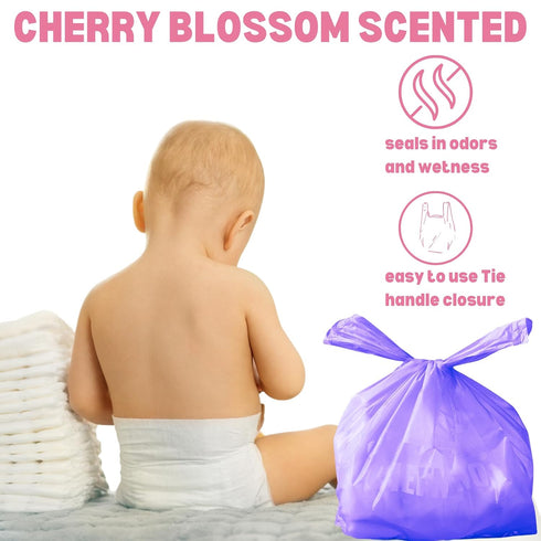 (600 600 Disposable Diaper Bags ct.) Cherry Blossom Scented Easy Tie Handles Scented Bulk Diaper Sacks Disposable Dog