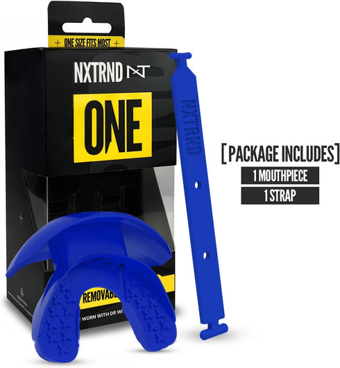 Nxtrnd One Football Mouth Guard, Strap Included, Fits Adult & Youth, Royal Blue