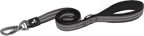 KRUZ PET KZV5048-05S 4" Long Reflective Heavy Duty Leash, Strong Nylon Safety Lead with Padded Handle, Small, Gray