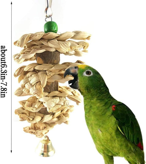 Hamiledyi Parrot Toys, Chewing Bird Toy Cuttle Bone, Beak Grinding Cage Hanging Bell for African Greys, 3 Pack