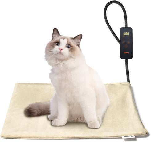 Toozey Pet Heating Pad - 6 Adjustable Temperature Dog Cat Heating Pad with Timer, Indoor Electric Heated Mat
