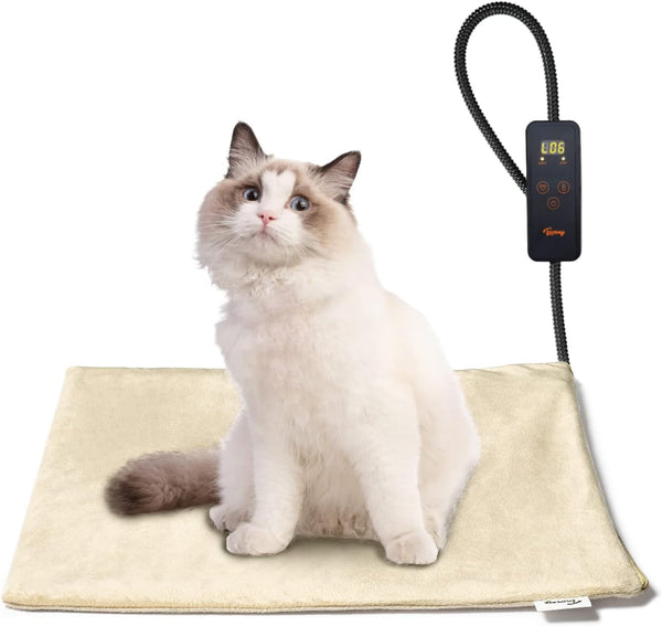Toozey Pet Heating Pad - 6 Adjustable Temperature Dog Cat Heating Pad with Timer, Indoor Electric Heated Mat