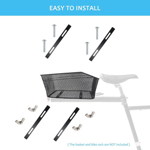 Mounting Brackets with Screws for Bike Basket Installation, Metal Sheets Holder Mount Adapter for Bicycle Cargo Rack
