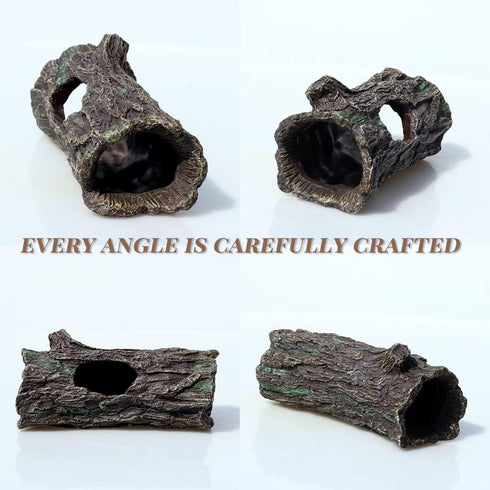 Large Hollow Log Tree Trunk for Reptiles, Lizard, Snake, Gecko, Axolotl, Turtles, Bearded Dragon Tank Decor