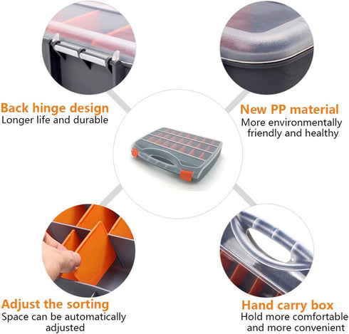 TOPIND Fishing Tackle Box, Double-Sided Transparent Storage with Adjustable Dividers, Plastic Organizer for Fishing
