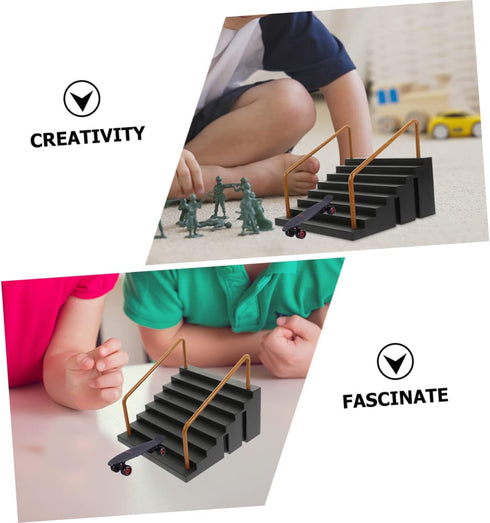 2Pcs Set Abaodam Fingerboard Ramps Skateboard Park Kit Finger Skateboard Ramp for Kids Adults Training Coordination