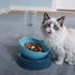 Raised Cat Food Bowls with Automatic Water Bottle, Adjustable Tilted Feeding Dishes for Cats and Dogs (Blue)