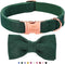 Green Corduroy Dog Collar with Bow Tie, Adjustable Safety Metal Buckle for Large Dogs, XL-Neck 16"-26"