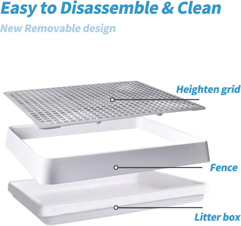 PODOO Rabbit Litter Box Training Potty Tray for Guinea Pig & Small Pets Spacious Grid Pan with Low Entrance, Easy-Clean