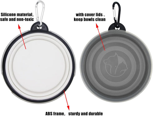 Collapsible Dog Bowl, 2 Pack Portable and Foldable Pet Travel Bowls - Collapsible Water Feeding Bowls for Dogs, Cats,