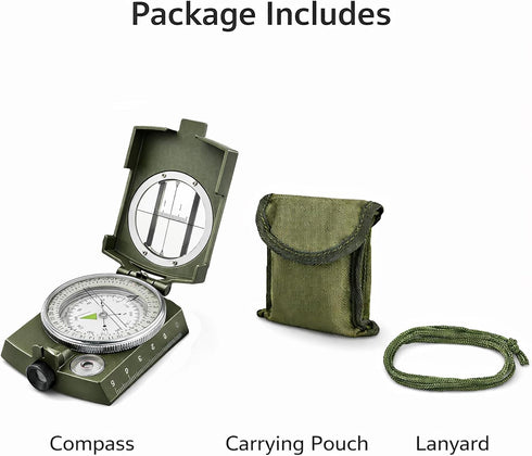 YKFLEXT Military Lensatic Compass, Hiking Compass for Survival Water-Resistant Outdoor Hiking Survival Direction Finder