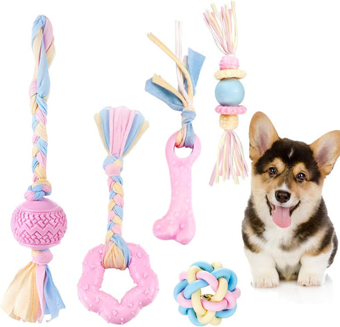 Dog Rope Toys for Small Dogs, Interactive Chew Toys, Tug of War Gift Set for Medium Dogs (5 Pack)
