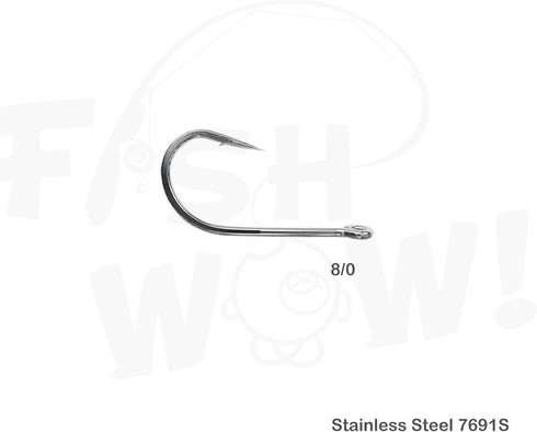 10pcs 7691S 8/0 Fish WOW! Big Game Southern Tuna Stainless Steel Hook Size