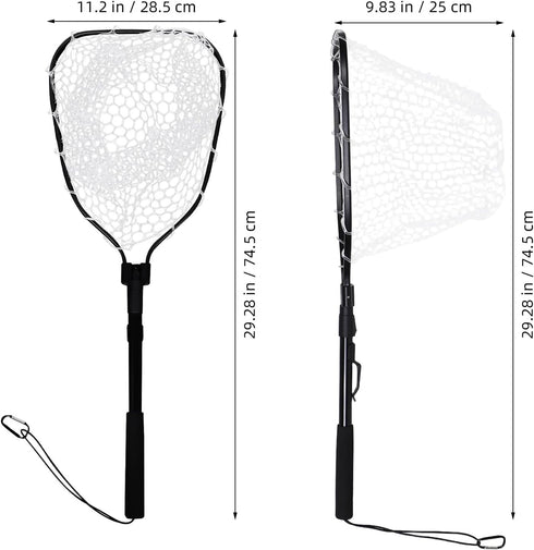 KICHOUSE Folding Fishing Net with Silicone Mesh Compact Portable Foldable Fish and Shrimp Catching Net for Freshwater