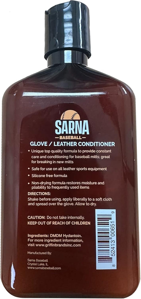 Glove Leather Conditioner - Use on Baseball Gloves, Softball Gloves, Accessories, (8.0 oz) - Made in USA