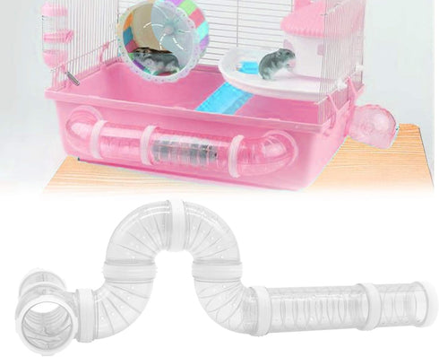 Besimple Hamster Tube Set - 8 Pack Transparent Curved Pipe Pet Cage Tunnel for Mouse, Rat, and Other Small Animals