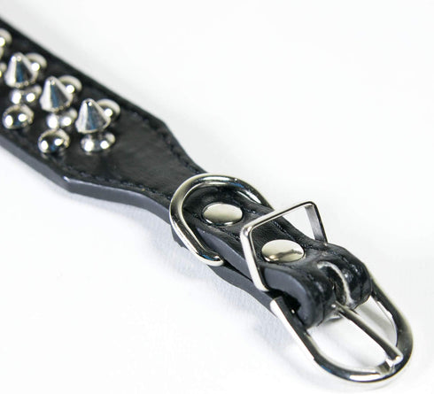 Spiked Dog Collar / Cat Collar, Studded Vegan Leather Pet Collar for Dogs and Cats (L, Black)