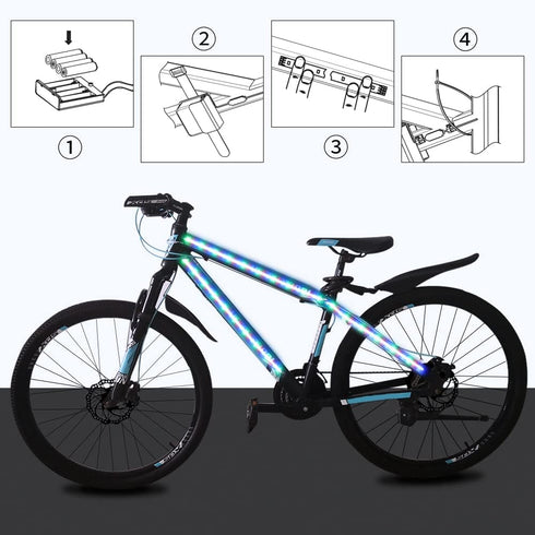 Bike Lights LED Bicycle Frame Light for Night Riding,Waterproof Strip Light Battery Powered with RGB Color, Bright