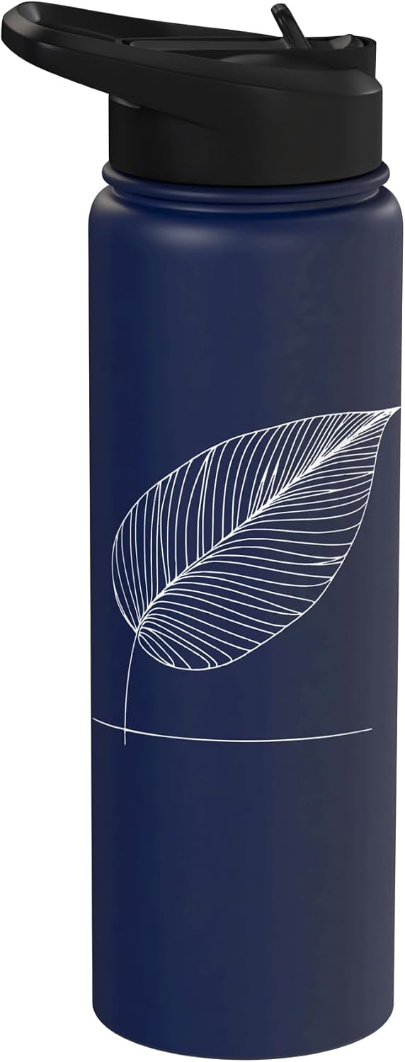 Jimbeels Banana Leaf Line Art Plant Lover Stainless Steel Insulated Water Bottle