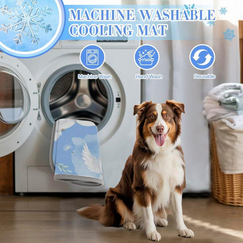 imiBBWQu Summer 27" 22" Cooling Pad Mist Birds Blue White Mat Thickened Waterproof Washable Pet Cold Pad Dog Cooling