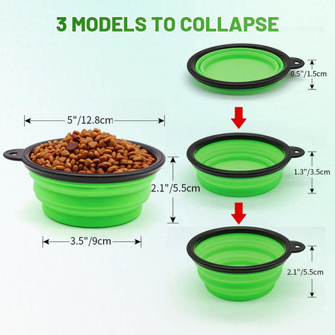 Dog Bowl Pet Collapsible Bowls, 2 Pack for Cats Dogs, Portable Pet Feeding Watering Dish with 2 Carabiners (Small,