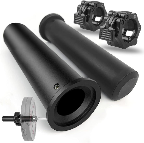 GreenBean 2PCS Olympic Adapter Sleeve 11.8" with Olympic Barbell Clamps, Converts 1" to 2" Weight Plate