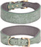 Basic PU Leather Dog Collars, Embossed Print Leather Collars for Large, Medium & Small Dogs (XL, Green)
