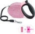 Triumilynn Rhinestone Retractable Dog Leash, 10ft Bling Cat Walking Leash Pink, Gift Waste Bags Dispenser Included