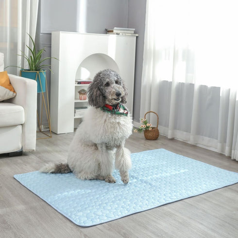 Dog Cooling Mat Washable, Portable Summer Cooling Pad, Ice Silk Self-Cooling Mat for Dog, 21x27in (Light Blue)