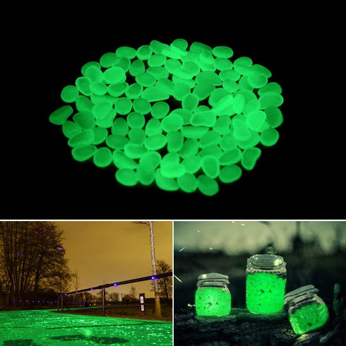 Oubest Glow in The Dark Rocks, Green Glow Pebbles Decor for Garden, Fish Tank, Walkway, Driveway, Plant Pots (100)
