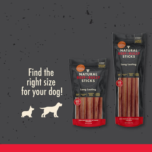 100% 4 Count Canine Naturals | Natural Beef & Bully Sticks | Long-Lasting, Odor Free, High Protein Chews Made with Real