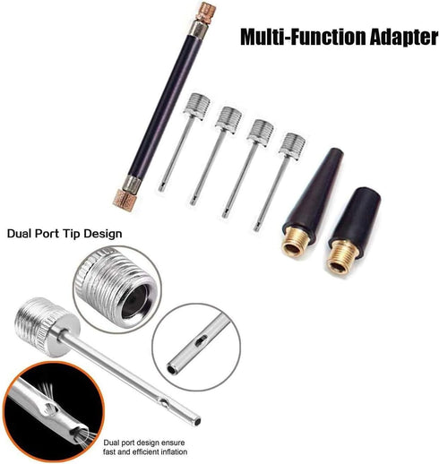 DDUO Needle,Nozzle, Portable Ball Pump,Air Pump Inflator Kit with Extension Hose for Basketball Football Volleyball