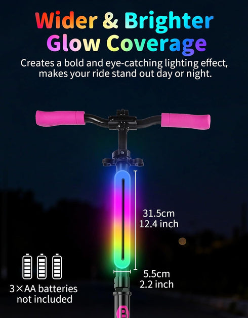 11 BELEEV LED Scooter Frame Light for Night Riding, Flashing Effects, Battery Powered, Fits for Bicycles Electric Kick