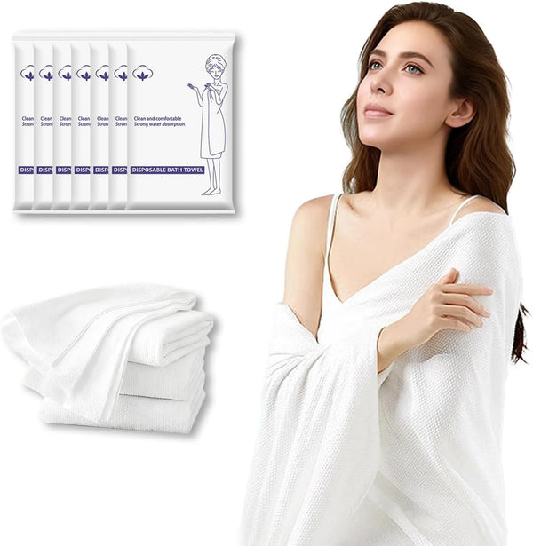 Easerlivd 10 Pack Disposable Travel Bath Towels Sheets Extra Large 55"x27.5",Soft Disposable Dry