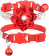 Pimaodog Rhinestones Dog Collar, Cute Dazzling Soft Suede Leather Pet Collar with Bell, Red Crystal Jeweled Necklace