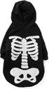 Halloween Pet Dog Cat Skull Hoodies, Glowing Skeleton Bones Costume Outfit for Dogs and Cats, L