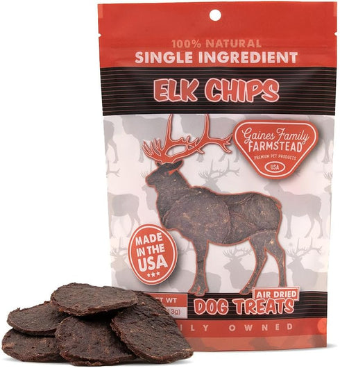 Gaines Family Farmstead Elk Chips for Dogs, All-Natural, Grain-Free, 4 oz