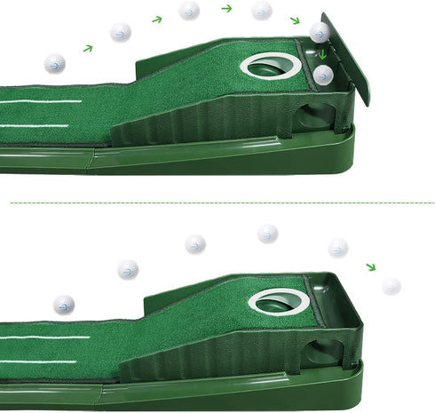 Indoor Putting Green Set, 8 Feet Putting Mat with Auto Ball Return, Perfect Gift for Men, Home Office