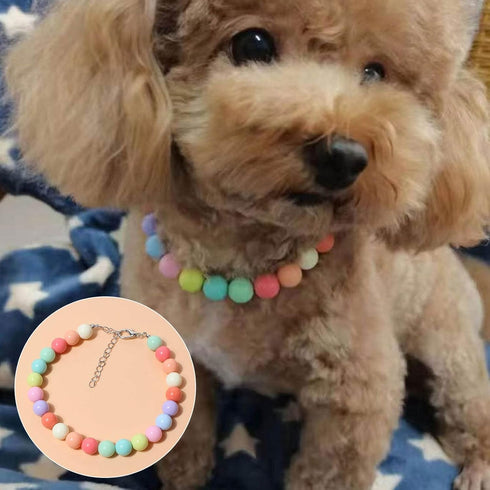 yanbirdfx Dogs Collar, Durable Pet Faux Pearls Necklace Pet Jewelry in Candy Colors, Multicolor
