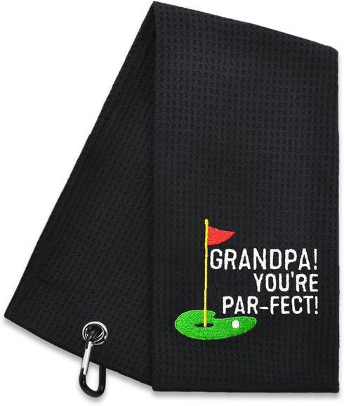 Hafhue Grandpa You're Per-FECT Embroidered Golf Towel, Golf Accessories for Men, Gift for Grandpa