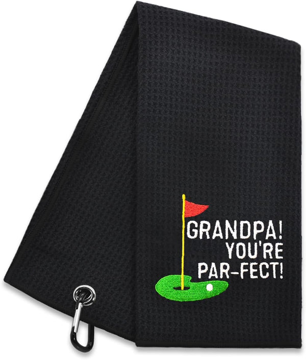 Hafhue Grandpa You're Per-FECT Embroidered Golf Towel, Golf Accessories for Men, Gift for Grandpa