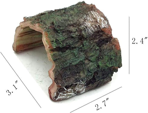 Betta Log Resin Hollow Tree Trunk Ornament, 4 Pcs Aquarium Hideout and Reptile Cave Decoration