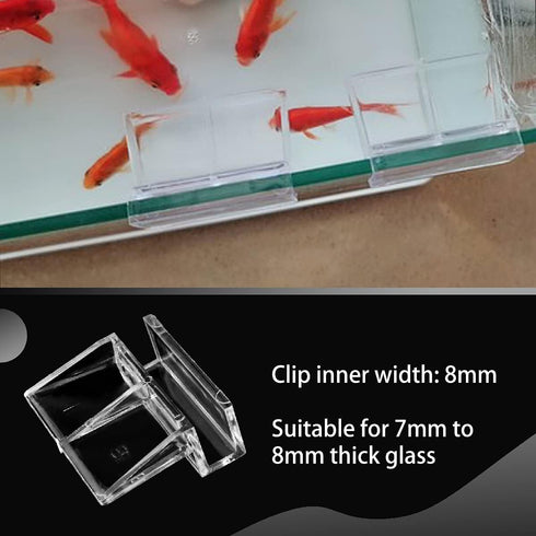16 PCS 8mm Acrylic Aquarium Cover Clip, Clear Fish Tank Glass Support Holder for Rimless Aquariums