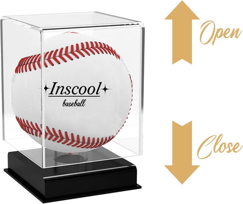 Inscool Acrylic Baseball Display Case, UV Protected Clear Display Cube, Memorabilia Baseball Case (Rounded Base)