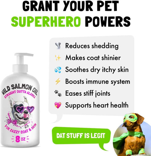 3 6 9 Immune 8 oz Wild Alaskan Salmon Oil for Dogs & Cats - Pure Fish Omega Liquid EPA DHA Fatty Acids - Skin & Coat
