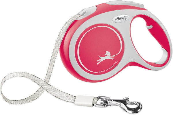 FLEXI New Comfort Retractable Dog Leash, Tape for Dogs Up to 132lbs, 16 ft, Large, Red/Pastel
